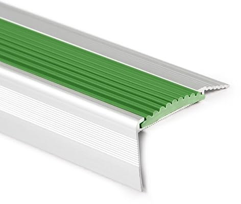 Treppenkantenprofil Aluminium grün LxBxH=1500x55x31mm - L=1,5 meter - Treppen Kantenschutz - Treppenprofil