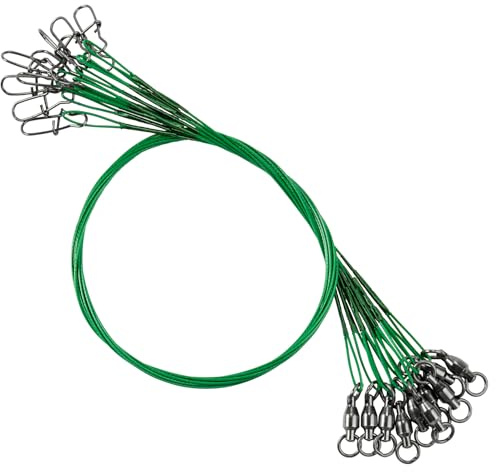 Atibin Fishing Steel Wire Leader Stainless Saltwater Line Fishing Leaders Lure Snap Saltwater Fishing Leader Wire Black Nickel #3 50lb 15.8in 20pcs