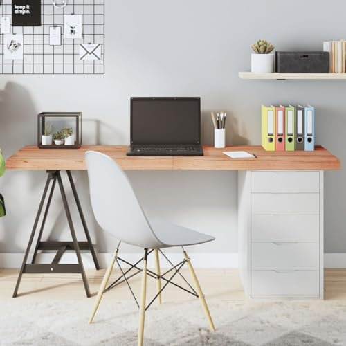 ShGaxin Tischplatte Hellbraun 160x60x6 cm Massivholz Eiche Behandelt, Arbeitsplatte, Holzplatte, Schreibtischplatte, Waschtischplatte, Küchenarbeitsplatte