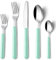 BEWOS 60 Piezas Cubiertos, Servicio para 12, juegos de cubiertos de cocina, verde claro tenedores cuchillos y cucharas conjunto, cubiertos de acero inoxidable de servir para el hogar, fiesta