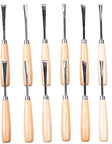NUOBESTY 12pièces Ciseau à Bois Ciseau à Sculpter De Menuisier Pour Sculpture Travail Du Bois