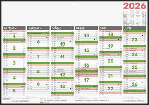 BRUNNEN Tafelkalender 2026 | A4 quer