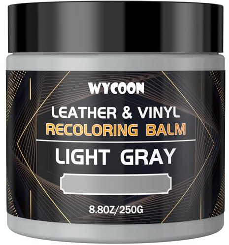 WYCOON Kit Riparazione Pelle Grigio Chiaro - Tintura Liquida, Vernice e Crema Colorante per Divani, Mobili, Sedili Auto, Scarpe, Giacca| Ripristina Pelle Graffiata e Sbiadita