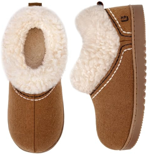 LongBay Women's Cosy Bootie Slippers Memory Foam Ladies Warm House Shoes Non-Slip Indoor Outdoor Chestnut,5-6