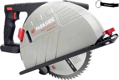 HEADNMORE® Parkside Performance® PPMSA 20 Scie circulaire portative en métal sans fil 20 V (sans batterie) + porte-clés