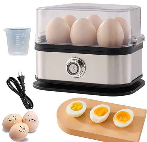 Smarter Eierkocher mit Abschaltautomatik – Müheloses Eierkochen mit dem ultimativen Eierkocher aus Edelstahl. Elektrischer Eierkocher für 6 Eier (hartgekocht, mittelhart, pochiert) (1Pcs)