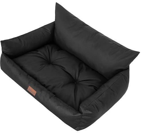 DOGGY Hundebett - Hundekorb für kleine mittelgroße & große Hunde – Haustierbett – Hundesofa – Hundematratze - Tierbett - XL 82x63 cm - Schwarz