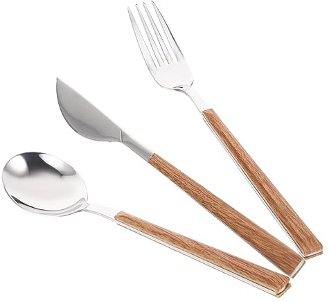 BESTonZON Tres De Cuchillo Tenedor y Cuchara De Acero Inoxidable Kit De Cubiertos para Comida Occidental Vajilla Hogar Artículos para Fiestas Suministros para Carne