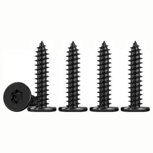 Drenky Schrauben Torx Schwarz M3 X 25mm Blechschrauben Flachkopf M3 Holzschrauben Edelstahl A2 V2A, Ideal für Holzarbeiten, Rostfrei und Langlebig‌, Vollgewinde, 50 Stück