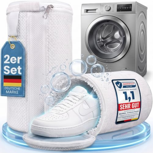 Washmate® Schuhwaschbeutel Waschmaschine 32x19 cm für Sneaker und Schuhe | Wäschesack für Schuhe mit Metall-Reißverschluss · wasserdurchlässig · schützt Schuhe & Trommel · Waschbeutel für Sneaker