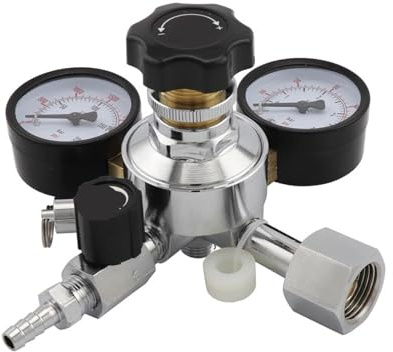 co2 Regulator, W21.8 Dual Gauge Co2 Regulator High Pressure Charger with Relief Valve for Homebrew Soda Water Carbonated Beer Brewing,for kegerator