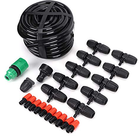 Keenso Système d'irrigation Goutte à Goutte, Kit d'arrosage Automatique en Plastique, Tuyau de 10 M pour l'arrosage des Plantes de Jardin et de Serre