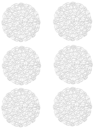 ZenithQuest 6 Pack 10cm Round Hollow Out Drinks Coasters, Silver Metallic PVC Non-Slip Heat-Resistant Cup Mats for Home Kitchen Bar Cafe Table Decoration Housewarming Gift
