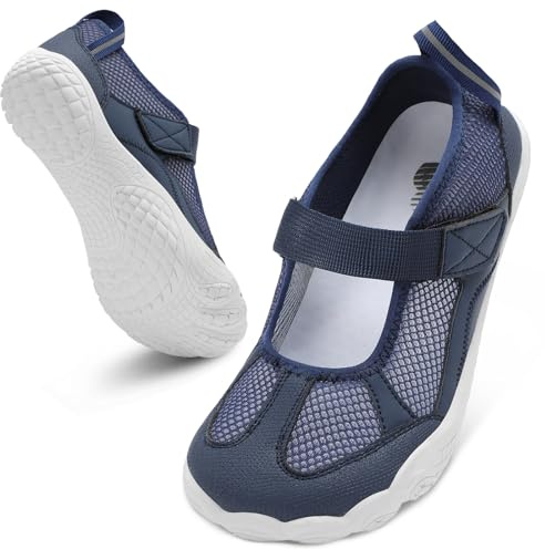 BARERUN Barefoot Water Shoes Women Aqua Sock Quick Dry Athletic Hiking Water Sports Shoes for Swim Beach Pool Sand Diving Walking Canoeing Paddle Boarding Blue Size 11 Wide