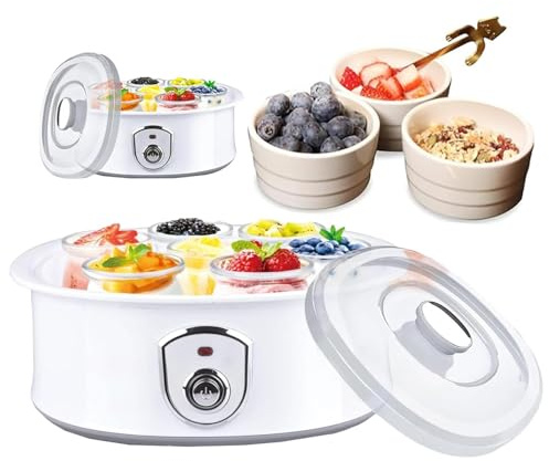 Yogurtiera 1.5L 20W 7 vasetti di vetro Macchina completamente automatica per probiotici con controllo della temperatura per yogurt greco fatto in casa e senza lattosio