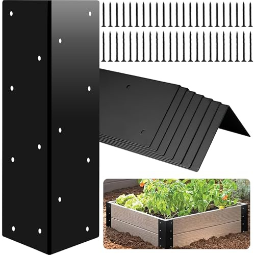Xaztr Lot de 8 Supports d'angle en Métal pour Parterre de Jardin Surélevé | Équerres Robustes 27,9 x 7,6 x 7,6 cm avec Vis, Connecteurs pour Jardinières en Bois, Potagers Surélevés et Projets DIY