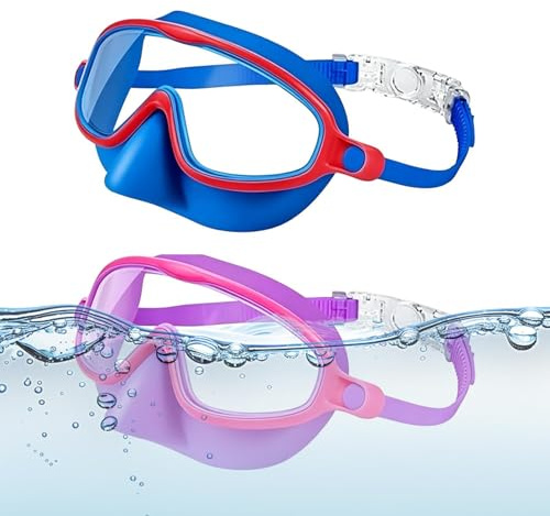 Simglasögon för Barn Anti-dimma och Imfria Bekväma Glasögon | Pojkarnas Simmask för Barn vid Pool och under Utomhusaktiviteter Dykning Snorkling Simning och Vattensporter
