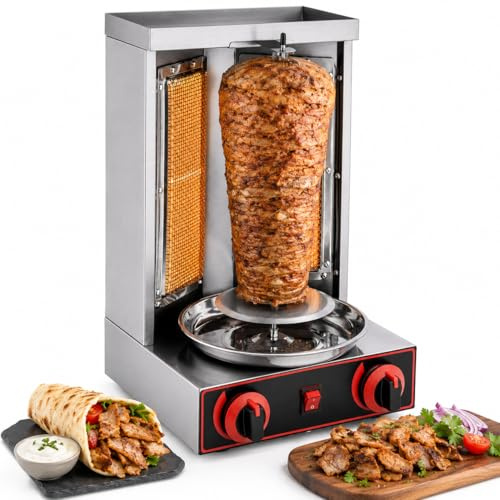 Barbecue a gas rotante con 2 bruciatori, grande volume per la casa, 3000 W, 220 V, GPL, per pollo, barbecue da tavolo per arrostire carne Schawarma CG-25