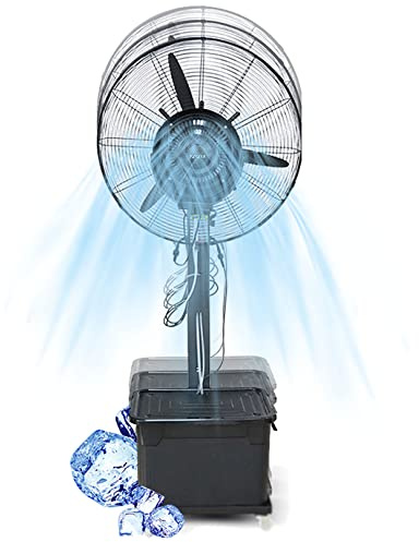 Ventilatore industriale a piantana con nebulizzatore, altezza regolabile, 3 velocità, serbatoio da 42 litri, oscillante, ideale per esterni, patio e officina(Fan blade650mm,One Color