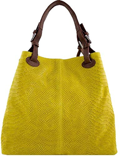 Bottega Carele Borsa Donna in vera pelle stampata pitone made in Italy BC6929 (Giallo)