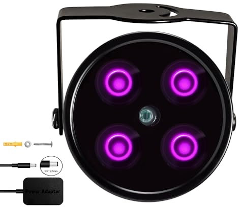 JC IR Illuminateur 4-LED Haute Puissance Projecteur Infrarouge Grand Angle pour Night Vision CCTV et IP Caméra Noir avec Adaptateur Secteur