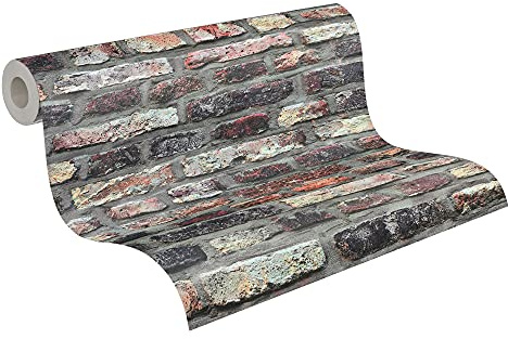 A.S. Création Papier Peint Brique Elements Papier peint intissé 10.05 m x 0.53 m Brun Gris Beige Fabriqué en Allemagne 362811 36281-1