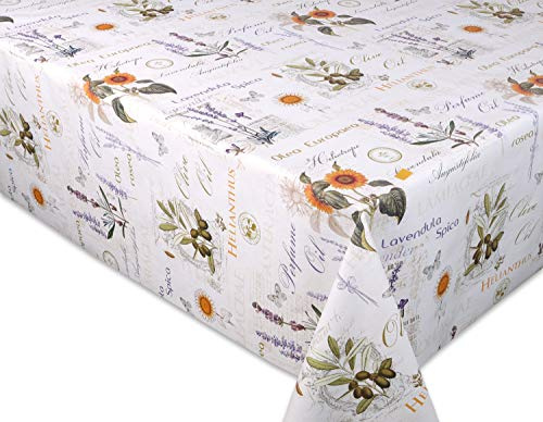 BEAUTEX Wachstuchtischdecke Provence eckig 140x200 abwaschbar Outdoor | wasserundurchlässig, pflegeleicht, strapazierfähig, zuschneidbar, langlebige Qualität, ideal für Esszimmer, Balkon und Garten