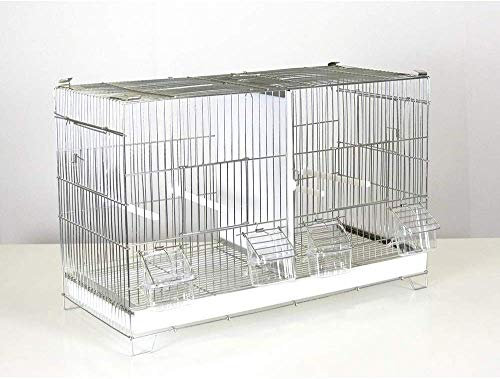 Pet's Solution - Gabbia Cova per Uccelli, Ideale per Allevamento e Predisposizione Modulare Verticale, con Divisori, Griglia e Vassoio Estraibili, Posatoi e Mangiatoie - Zincata
