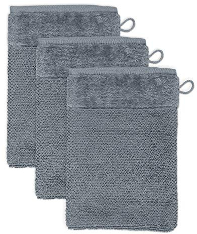 Möve Bamboo Luxe 3er Set Waschhandschuh 15 x 20 cm aus 60% Baumwolle / 40% Viskose aus Bambus-Zellstoff, Stone