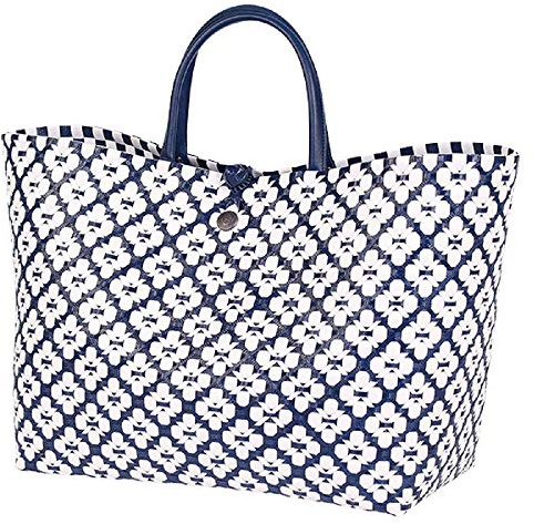 Handed By - Tasche, Markttasche, Einkaufstasche, Shopper - Motif Bag - blau/weiß - Größe L