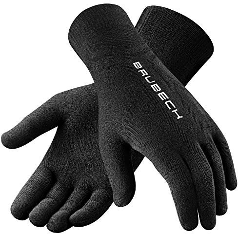 BRUBECK GE10020 Laufhandschuhe für Damen und Herren | Laufhandschuhe schwarz | Wandern | Trekking | Wandern | Schwarze Sporthandschuhe atmungsaktiv nahtlos | 54% Merino | Größe L - XL | schwarz