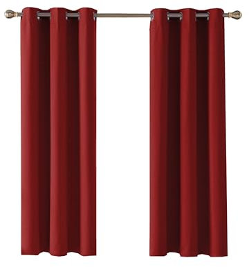 Home In Style 4U Thermal Insulated Blackout Curtains for Bedroom Windows Red Curtains 46 width x 54 drop 2 Panels, Ring Top Eyelet Super Soft Blackout Eyelet Curtains for Living Room