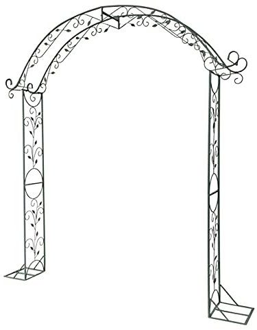 ADASP Rosenbogen, gartentor Metall, Rankgitter, Rankhilfe Pergola Spalier Tor für Rosen Blumen Garten Terrasse Weinblatt-Design aus Metall 250 cm schwarz