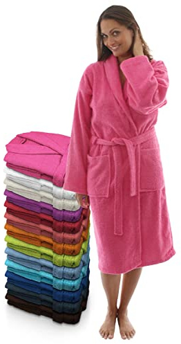 LEBENGOOD Badrock dam 100% bomull OEKO-TEX, amerikansk lockhandduk 450 gsm, ungdomsbadrockar, dusch, pool, badrock, unisex, Fuchsia, XL