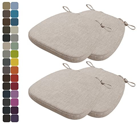 Kimgull 4er Set Stuhlkissen mit Bändern Bequeme Waschbare Rutschfestes Sitzkissen Ideal für zu Hause und Gartendekoration, viele Farben und Größen zur Auswahl (40x38x5CM Taupe)