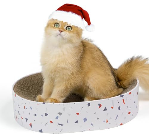 Conlun Kratzbretter Katze, 2 in 1 Ovales Katzenkratzbretter Schüssel Nest,Corrugated Lounge Kratzpappe für Katzen Bett, Katzen Kratzmöbel für Couch&Teppiche&Sofas(43x33x10cm)