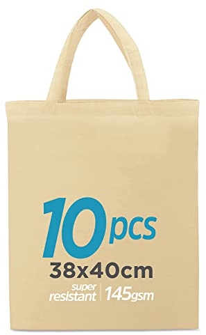 Shopper Donna con 2 Manici Corti | Tote Bag in Tela | Borsa di Cotone da Dipingere | Colore Naturale | Non Stampata | Regalo | Iuta