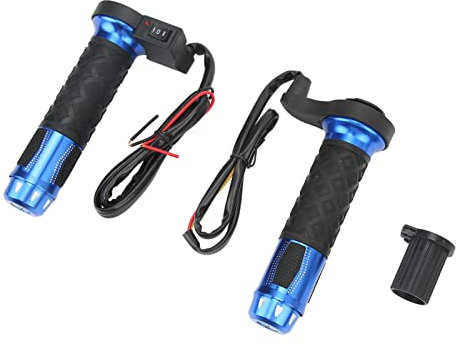 Naroote Poignées Chauffantes électriques, 1 Paire de Poignées Chauffantes étanches à la Poussière Bleues pour Motos pour Guidons de 22 Mm
