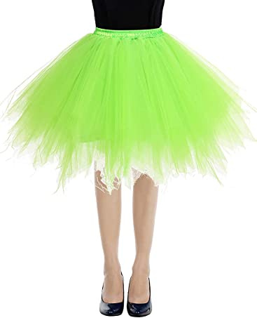 RULTA Jupe en tulle pour femme années 50 Rockabilly Jupon rétro Tutu Ballet Cosplay Robe de soirée Occasion, Vert fluorescent, M