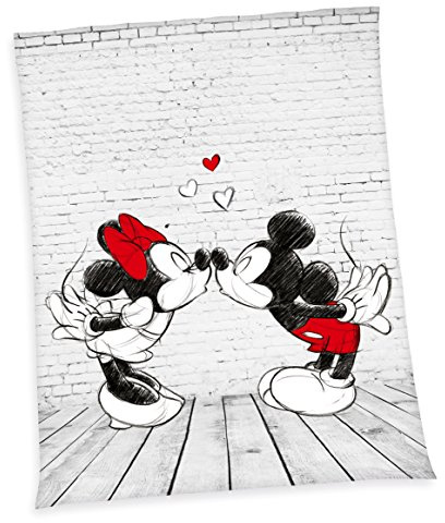 Wild South Shop Disney Mickey & Minnie Mouse XL Flanell Flauschdecke 150 x 200 cm Tagesdecke, Sofadecke
