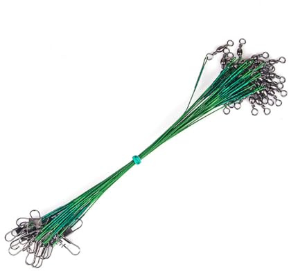 Wambere 50 Stück Stahlvorfach Angeln Hecht Stahldraht Angelvorfächer Stahlvorfächer Vorfach Hecht Anti Tangle Geflechtdraht Anti Biss Drahtdraht Verhindern Fischbisslinie Angelausrüstung,Grün,15cm