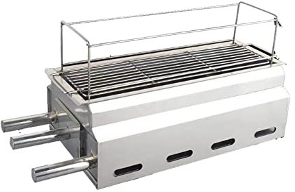 Kleiner Holzkohlegrill aus Edelstahl, tragbarer Camping-Räucherofen zum Grillen im Freien/Tischkochen, geeignet für 3–5 Personen