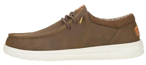 HEYDUDE Men's Paul Classic Slip On Loafer, Brown Size 13 | Nubuck Shoe with Elastic Laces and Slip Resistant Outsole