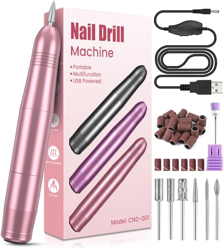 Electric Nail File, Nail Drill for Gel Nails Professional, Adjustable Speed 20000RPM, Portable Electric Nail Drill Machine E File for Acrylic Nail, Manicure Set for Women Girls Mum Nail Care Gifts
