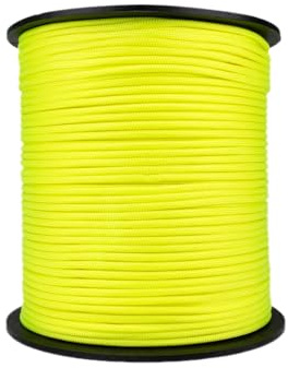 MITSY Paracord 4 mm 250 Meter Phosphor Gelb 100% Nylon Schnur für Hundeleine, Camping, Outdoor und Survival Ausrüstung mit 10m, 25m, 50m, 100m, 250m Paracord 550 Typ III 7 Kern