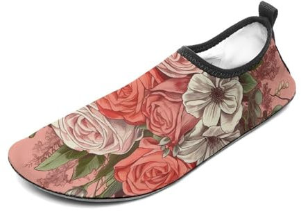 Wasserschuhe für Damen und Herren, Aquasocken, schnelltrocknend, Strandschuhe, Rosenstrauß, Kunst, Schwimmschuhe für Surf, Yoga, Rosenstrauß Kunst, 40/42 EU