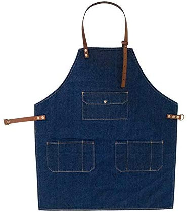 WEITINGKKK Arbeitsschürze Werkzeugschürzen, Tools Schürze Unisex Leder Halfter Denim Schürze Blumenmalerei Friseur Overall Schürze for Männer Frauen(72X56CM)
