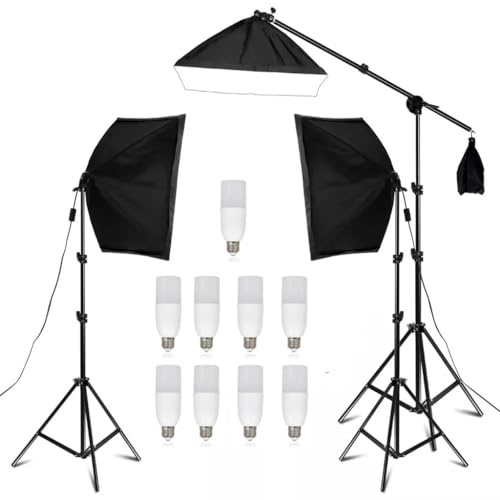 KCUZO Professional Photography 50x70cm Four Lamp Softbox Kit Camera Accessories With 9pcs Bulb