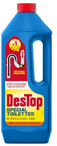 Destop gel déboucheur spécial toilettes - détruit les bouchons des WC - avec javel - 1L