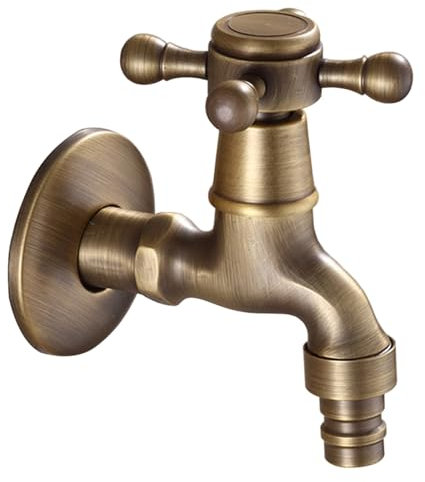 SXWYLZ Wasserhahn Garten Antik Kaltwasserhahn Outdoor Garten Wasserhahn Wandmontage Wetterhahn für Garten 1/2 Zoll Wasserhahn Garten Messin,Antike Farbe